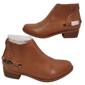 Nautica Girl's Tan Anper Boots With Quilted Pattern & Side Zipper Closure Size 3